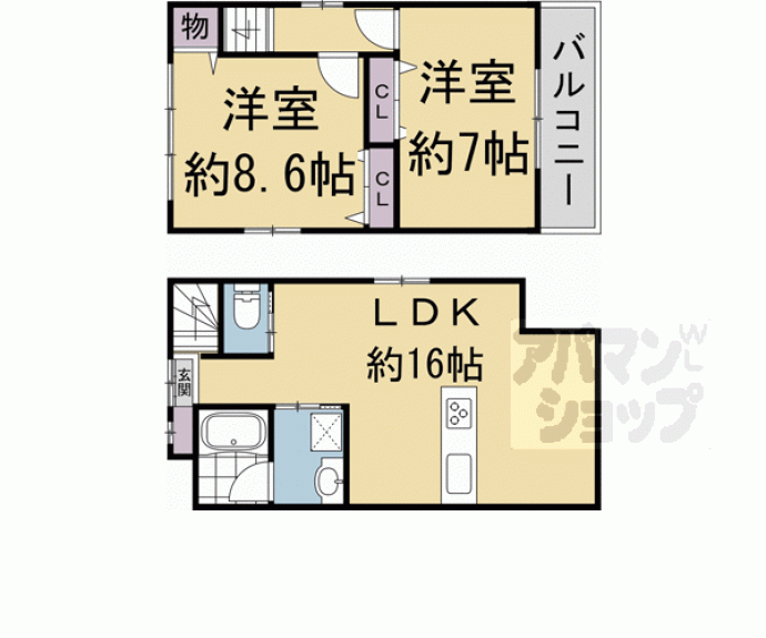 【淀美豆町貸家】間取