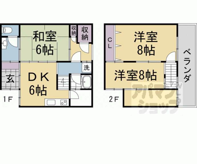 【五条毘沙門町54-1貸家】間取
