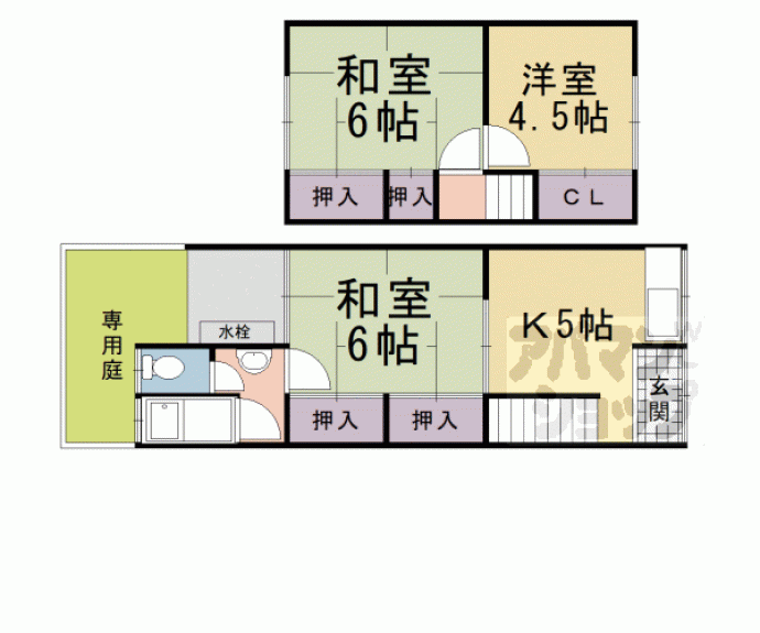 【鶏冠井町東井戸貸家】間取