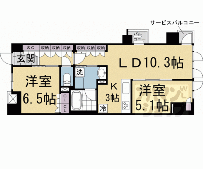 【レーベン京都河原町】間取