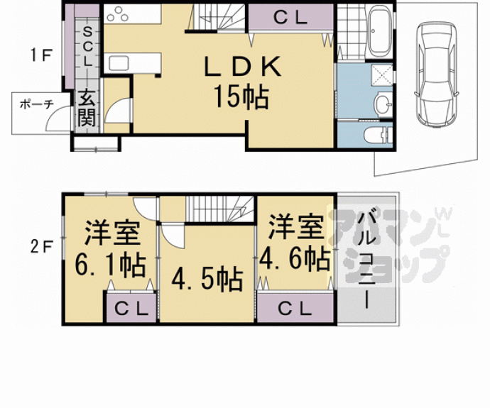 【大亀谷東寺町Y貸家】間取