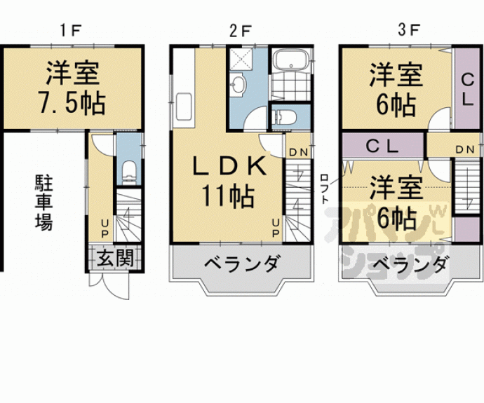 【東朱雀町貸家】間取