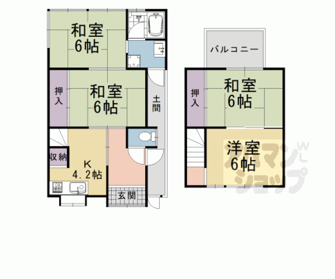 【向日市寺戸町大牧貸家】間取