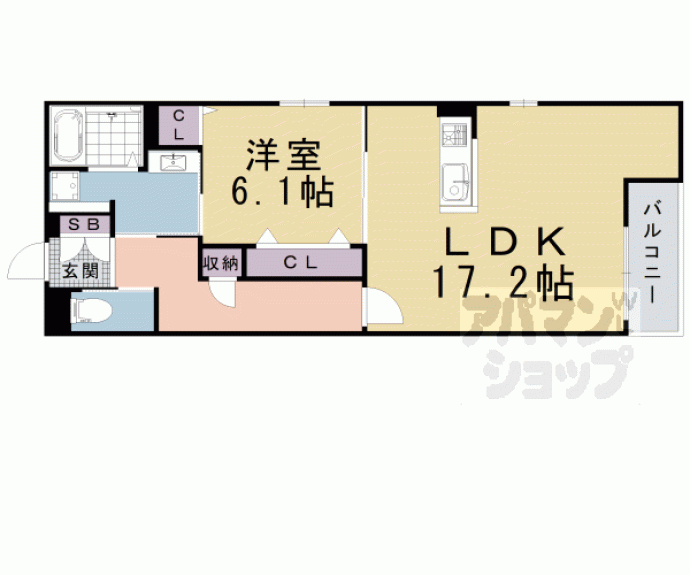 【Ｃｏｍｆｙ　Ｃｏｕｒｔ　五条西洞院】間取