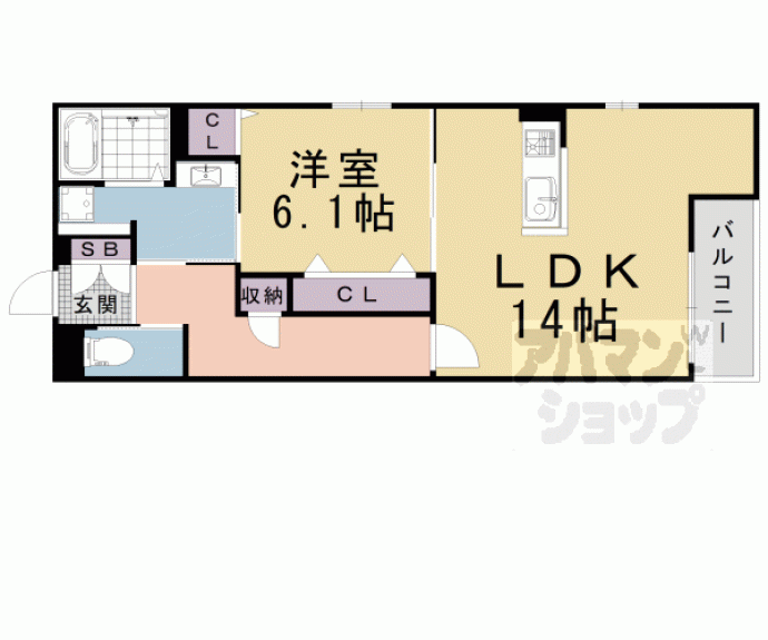 【Ｃｏｍｆｙ　Ｃｏｕｒｔ　五条西洞院】間取