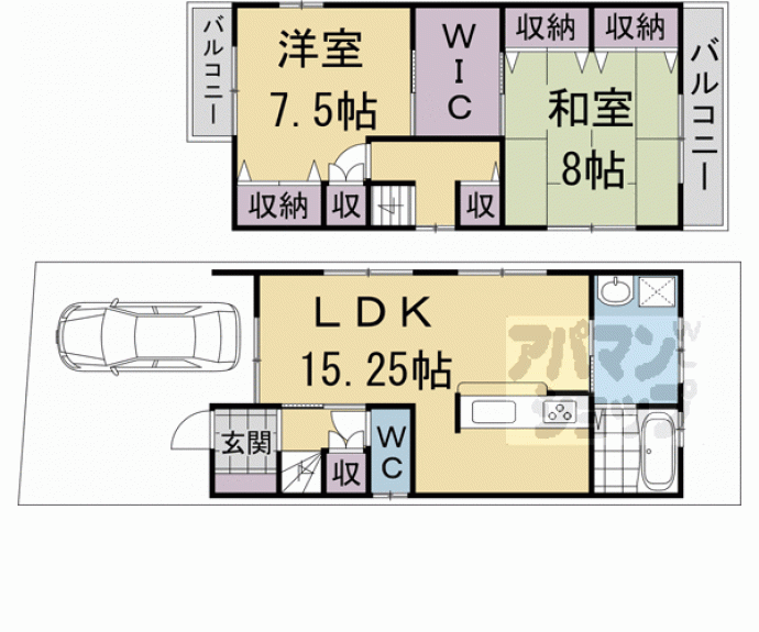 【西ノ京月輪町貸家４－２９】間取