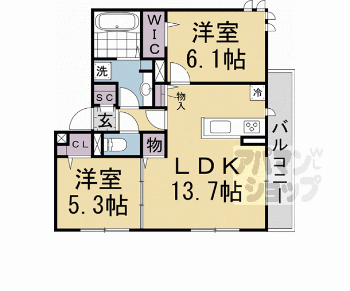 【ＧＲＡＭＭ東小野堀町ＷＥＳＴ】間取