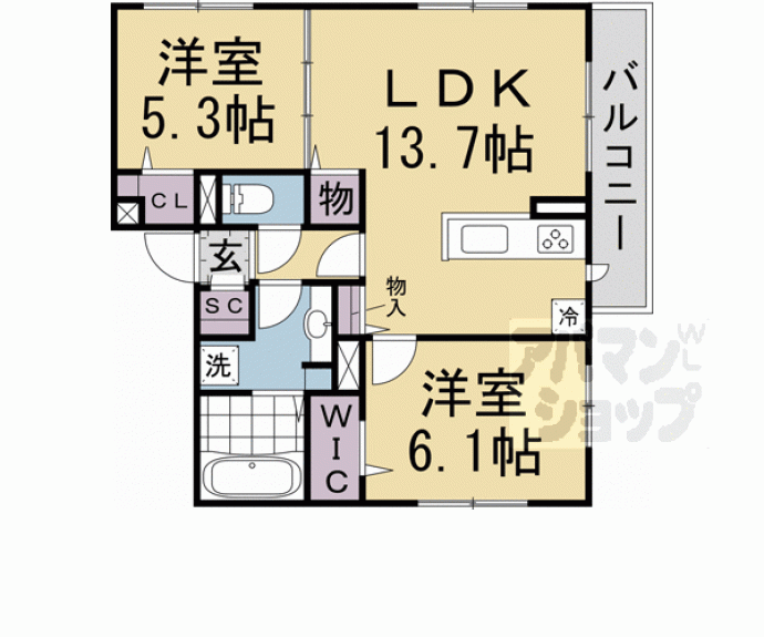 【ＧＲＡＭＭ東小野堀町ＷＥＳＴ】間取