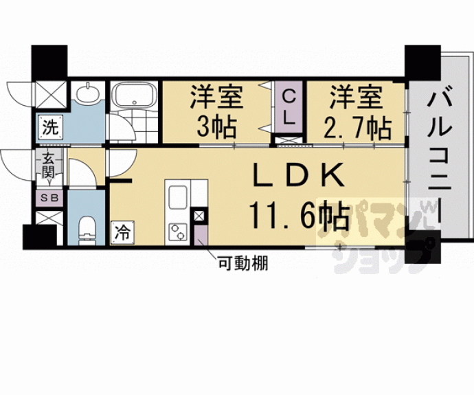 【リシュドール梅小路】間取