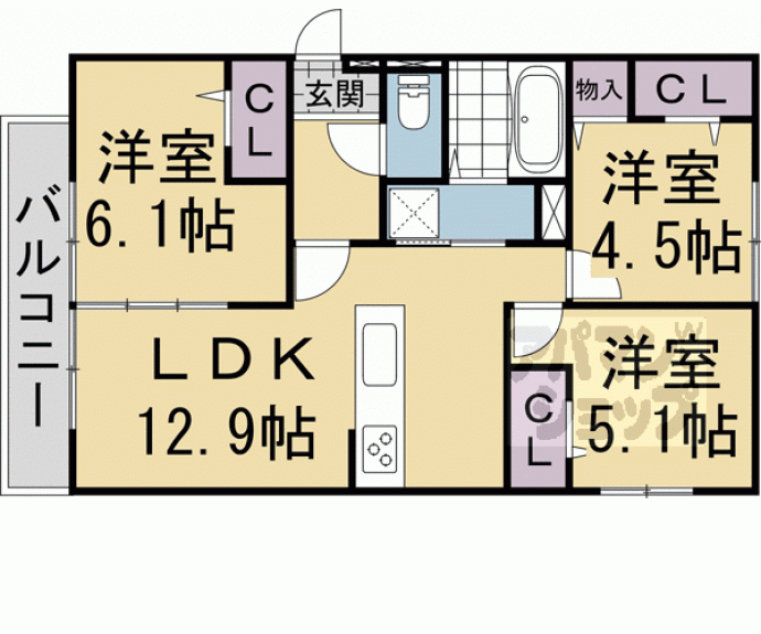 【仮称）嵯峨広沢西裏町Ｄ－ＲＯＯＭ】間取