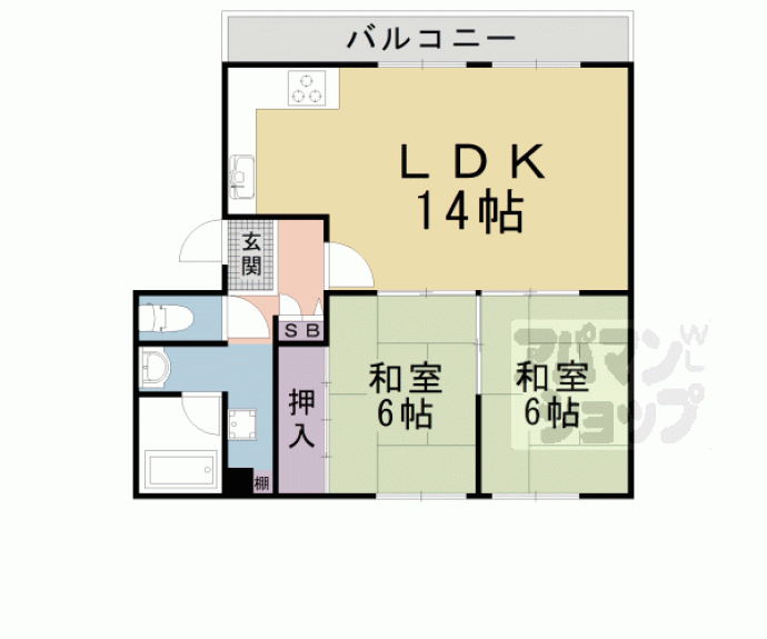 【椥辻フラワーハイツ】間取