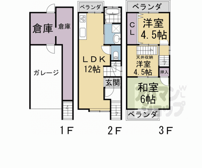 【太秦西蜂岡町貸家】間取