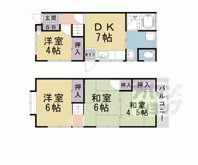 【北花山六反田町貸家】間取