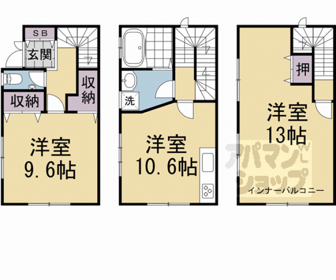 【西ノ京勧学院町貸家】間取