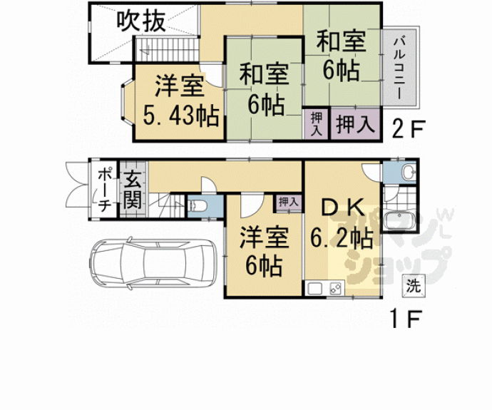 【宇治神明石塚　駐車場付戸建】間取