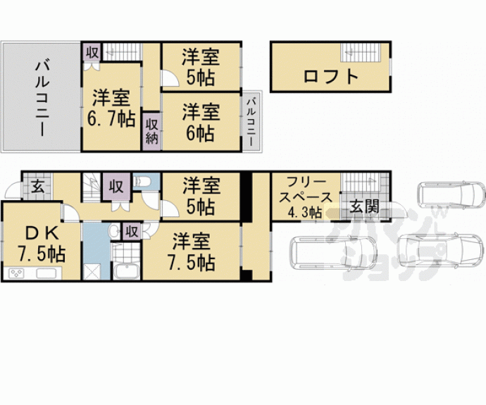 【桃山町大島３８－４９７貸家】間取