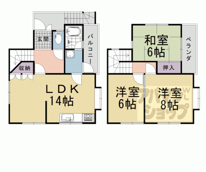 【長岡２丁目貸家】間取