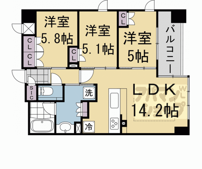 【イーグルコート京都二条】間取