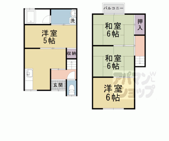【西野大鳥井町テラスハウス】間取