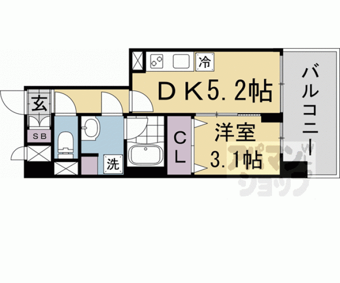 【アスヴェル京都西大路ＳＯＵＴＨ】間取