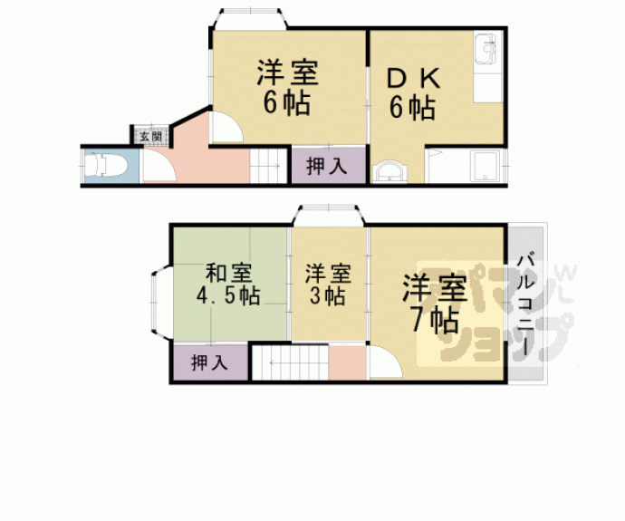 【西野大鳥井町貸家】間取