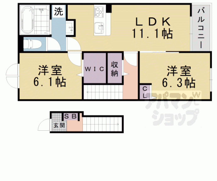 【仰木の里東７丁目アパートＡ】間取
