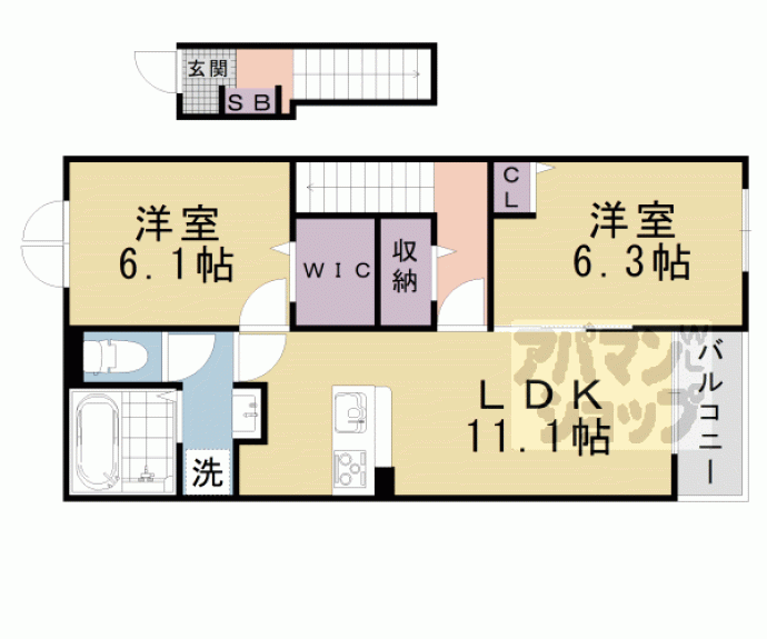 【仰木の里東７丁目アパートＡ】間取