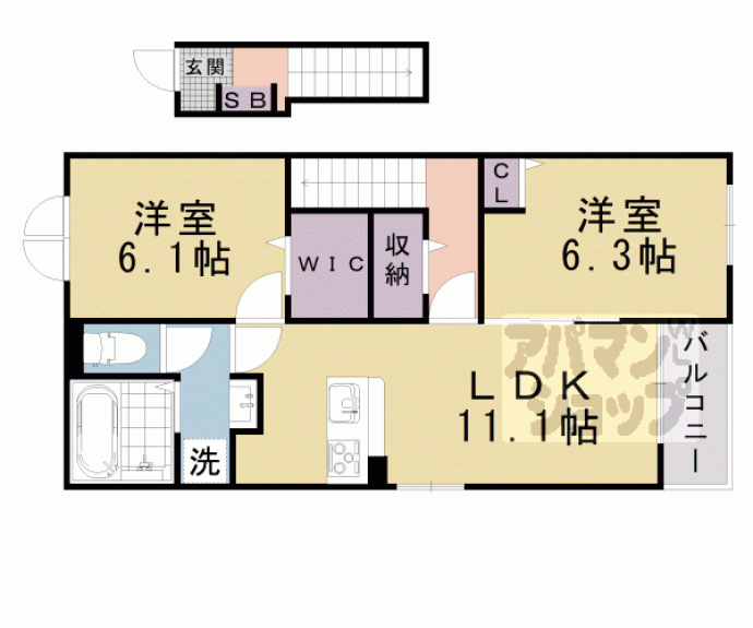 【仰木の里東７丁目アパートＢ】間取