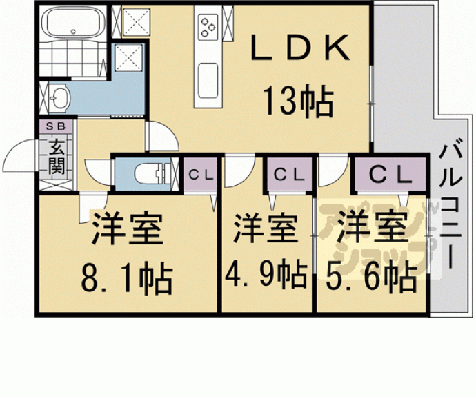 【Ｐｌｕｍｅ葛野三条】間取