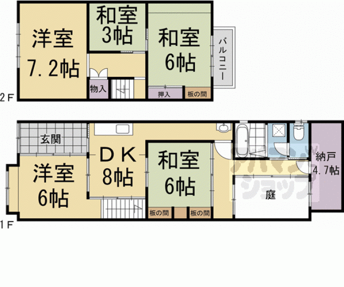【西七条南中野町61-3貸家】間取