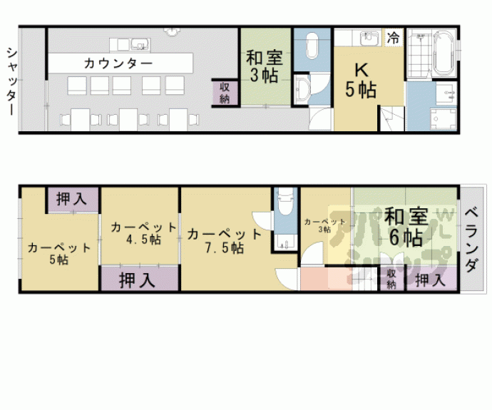 【淀本町店舗付住宅】間取