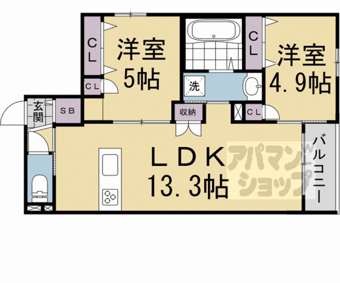 【カルム二条】間取