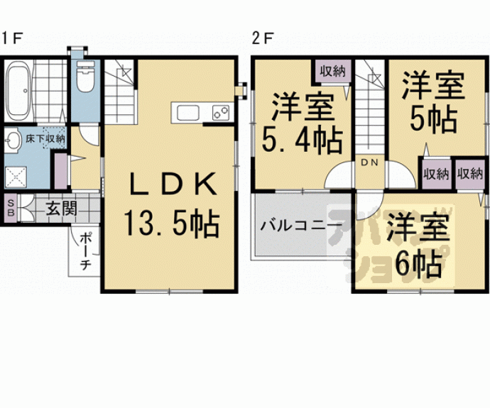 【五ヶ庄福角安井貸家７８－２（Ｂ棟）】間取