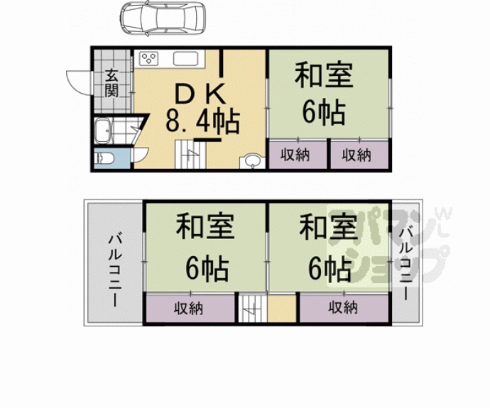 【梅津罧原町貸家　東から１軒目】間取
