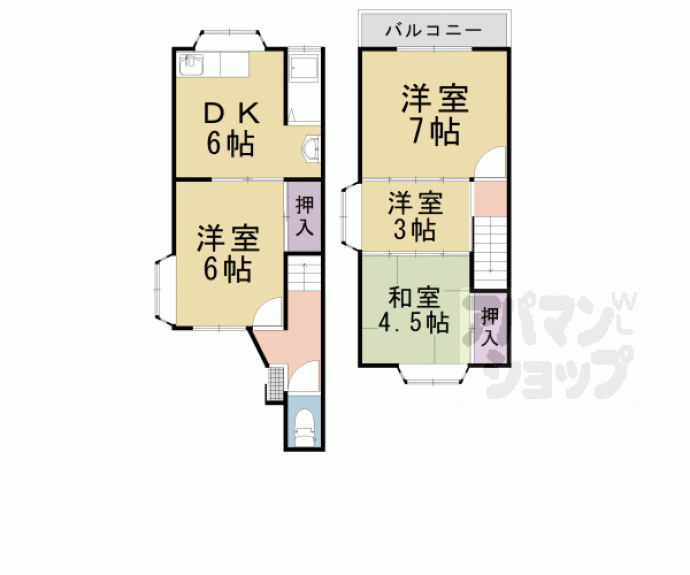 【西野大鳥井町貸家】間取