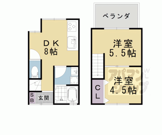 【朝日が丘１丁目テラスハウス】間取
