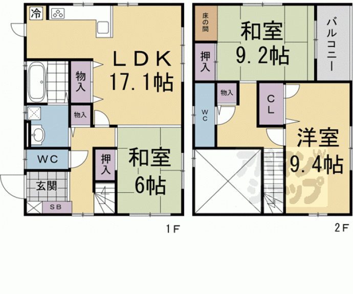 【徹宝町４０４－１貸家】間取