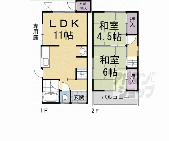 【城陽市富野乾垣内42-11貸家】間取