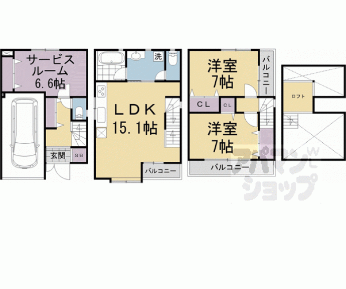 【下京区東松屋町835-2貸家】間取