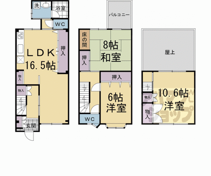 【御所南 貸家】間取