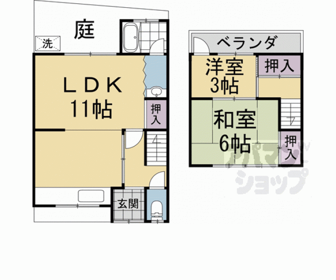 【修学院千万田町5-51貸家Ⅰ棟】間取