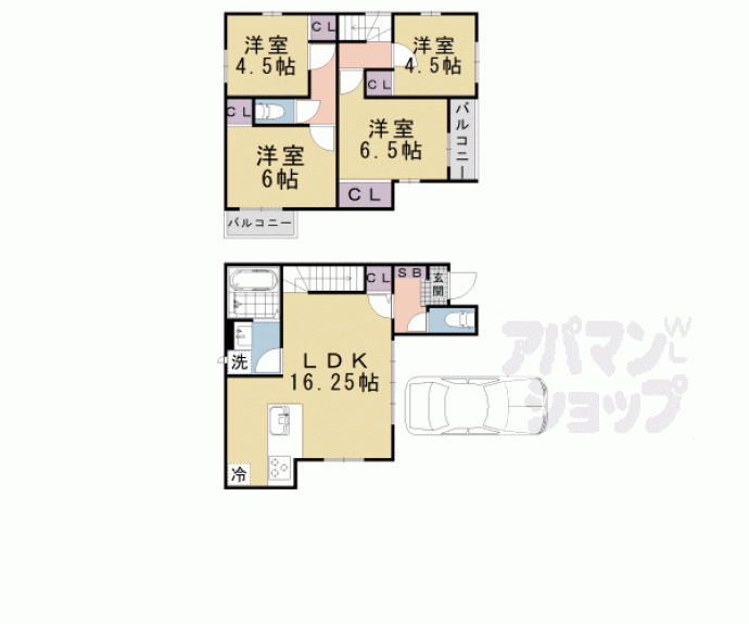 【西野山中畑町貸家】間取