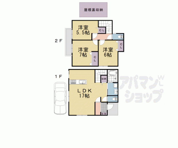 【二条城東貸家1号】間取