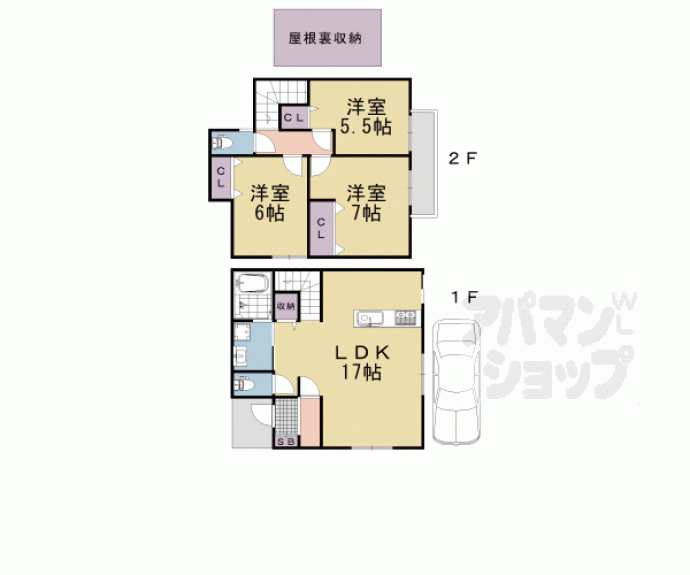 【二条城東貸家2号】間取
