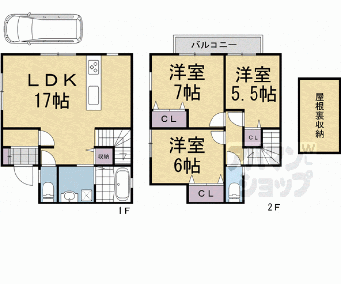 【二条城東貸家】間取