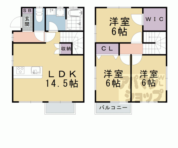 【大将軍戸建てカーサB】間取