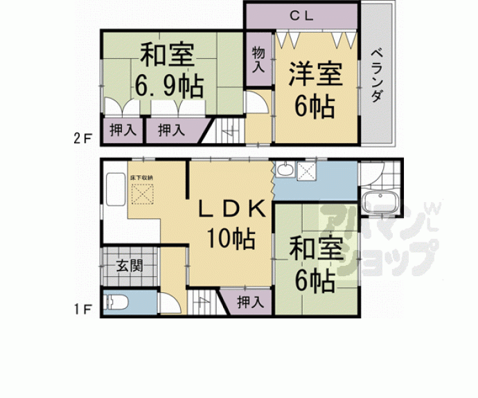 【深草大亀谷大山町貸家】間取