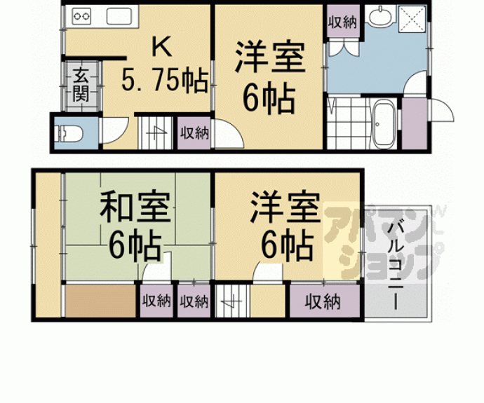 【小今井様太秦乾町貸家】間取