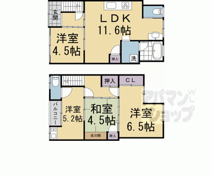 【吉田近衛町8-6貸家】間取