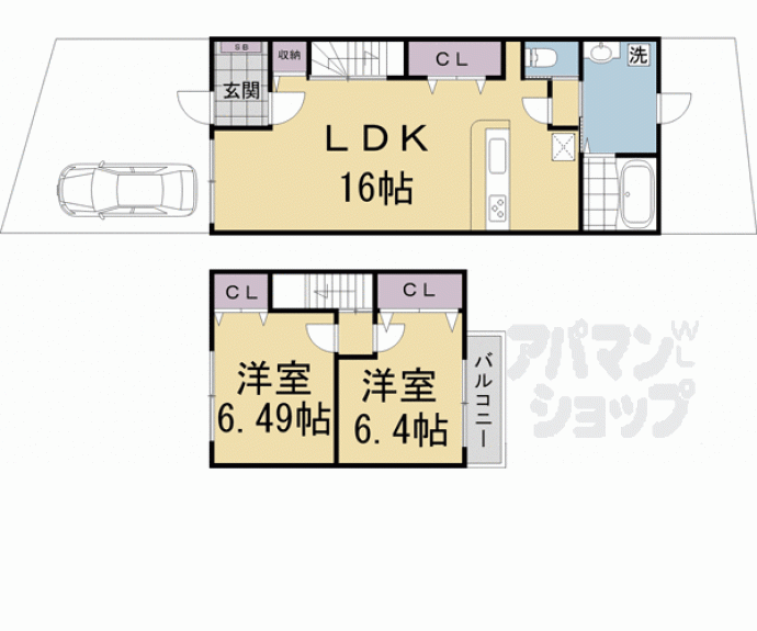 【一乗寺野田町テラスハウス北側】間取